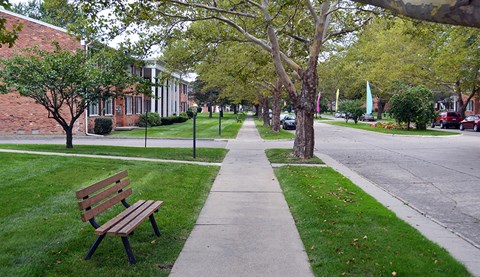 Beautiful Paths with Benches at Green Acres Apartments,Saginaw Michigan